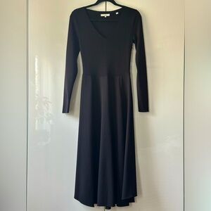 Vince Mixed Media Black V Neck Long Sleeve Dress S